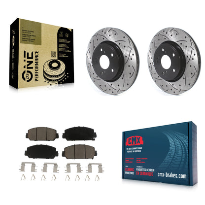 [Avant] Kit de disque (percé rainuré revêtu) et plaquette (céramique) de frein pour Honda CR-V KDC-100229