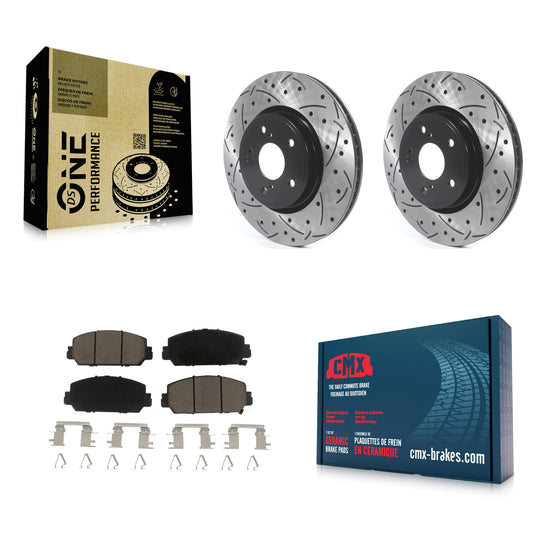 [Avant] Kit de disque (percé rainuré revêtu) et plaquette (céramique) de frein pour Honda CR-V KDC-100229
