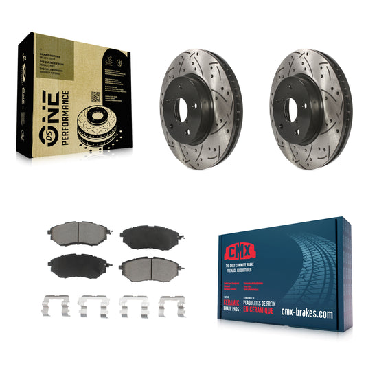 [Avant] Kit de disque (percé rainuré revêtu) et plaquette (céramique) de frein pour 2015 Subaru Legacy 2.5L KDC-100233