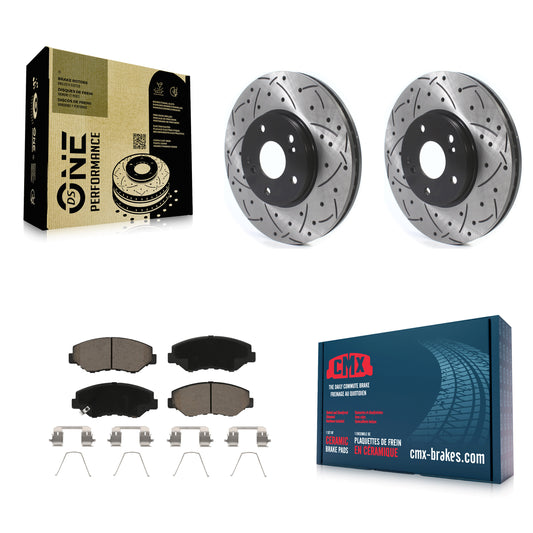 [Avant] Kit de disque (percé rainuré revêtu) et plaquette (céramique) de frein pour Honda Pilot Accord KDC-100234
