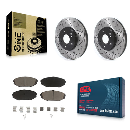 [Avant] Kit de disque (percé rainuré revêtu) et plaquette (céramique) de frein pour Honda Odyssey Acura MDX KDC-100235