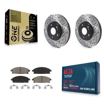 [Avant] Kit de disque (percé rainuré revêtu) et plaquette (céramique) de frein pour 2003-2006 Acura MDX KDC-100236