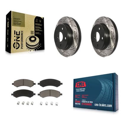 [Avant] Kit de disque (percé rainuré revêtu) et plaquette (céramique) de frein pour Ram 1500 Dodge Classic Durango Chrysler Aspen KDC-100239