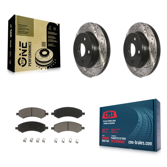 [Avant] Kit de disque (percé rainuré revêtu) et plaquette (céramique) de frein pour Ram 1500 Dodge Classic Durango Chrysler Aspen KDC-100239