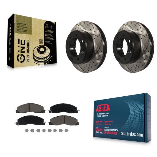 [Avant] Kit de disque (percé rainuré revêtu) et plaquette (céramique) de frein pour Ram 2500 3500 1500 Dodge KDC-100240
