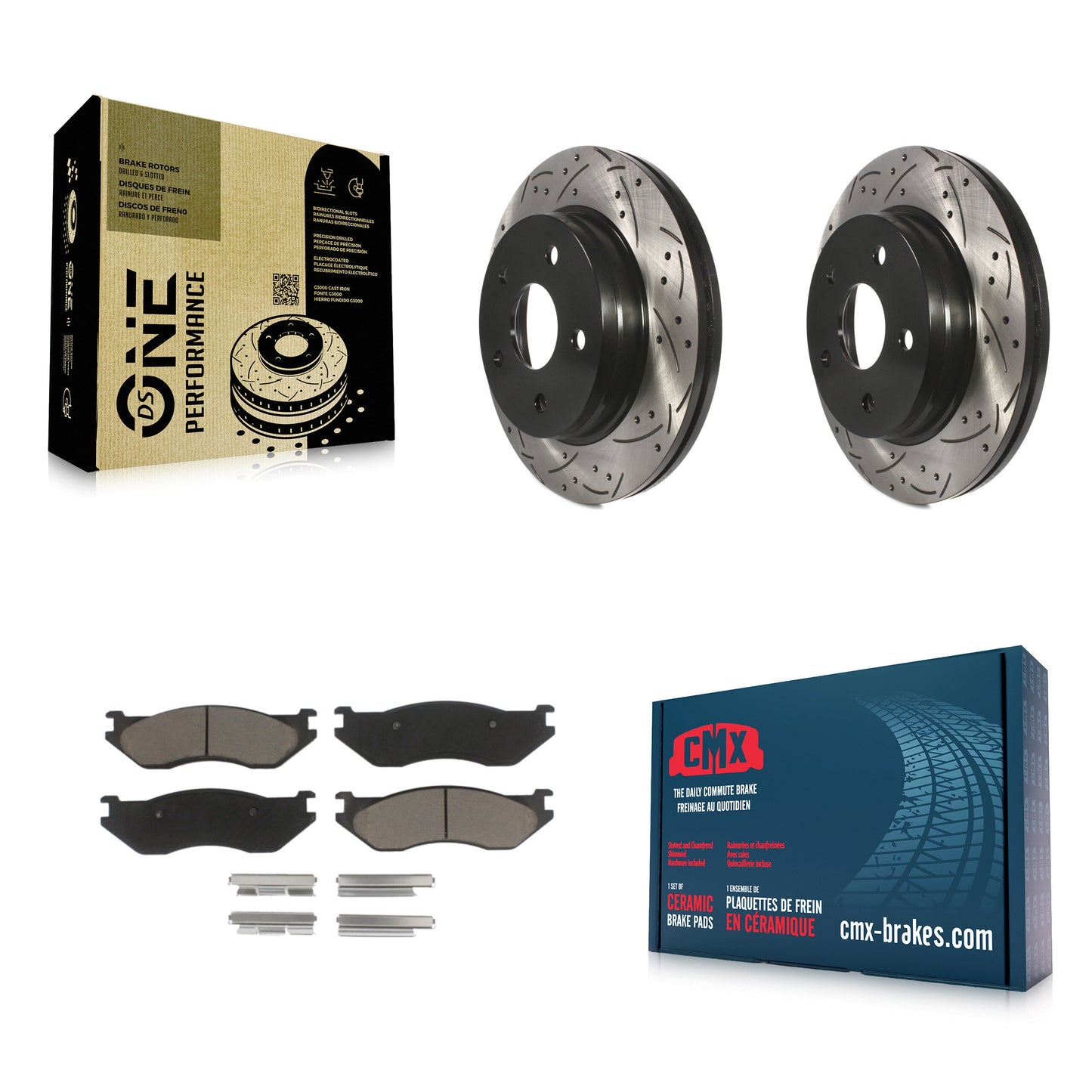 [Avant] Kit de disque (percé rainuré revêtu) et plaquette (céramique) de frein pour Dodge Ram 1500 Durango KDC-100241