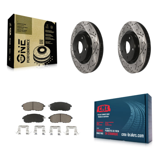 [Avant] Kit de disque (percé rainuré revêtu) et plaquette (céramique) de frein pour 2007-2012 Nissan Sentra SE-R KDC-100242