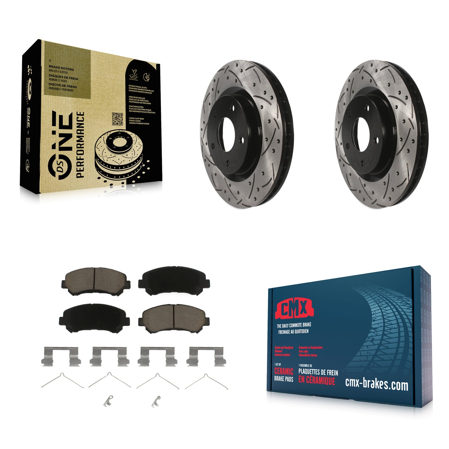 [Avant] Kit de disque (percé rainuré revêtu) et plaquette (céramique) de frein pour Nissan Rogue Select KDC-100243