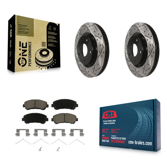 [Avant] Kit de disque (percé rainuré revêtu) et plaquette (céramique) de frein pour Nissan Rogue Select KDC-100243