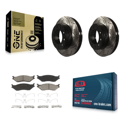 [Avant] Kit de disque (percé rainuré revêtu) et plaquette (céramique) de frein pour Ford F-450 Super Duty F-550 International CF500 CF600 KDC-100244