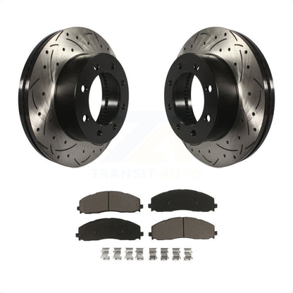 [Avant] Kit de disque (percé rainuré revêtu) et plaquette (céramique) de frein pour Ford F-250 Super Duty F-350 F-450 KDC-100245 par Transit Auto