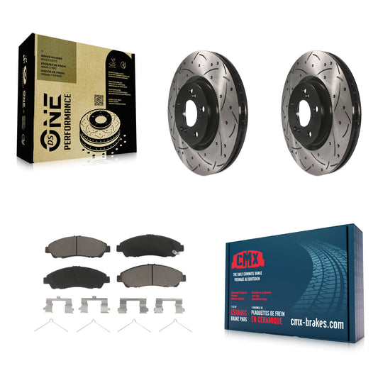 [Avant] Kit de disque (percé rainuré revêtu) et plaquette (céramique) de frein pour Honda Pilot Acura MDX RLX ZDX KDC-100248