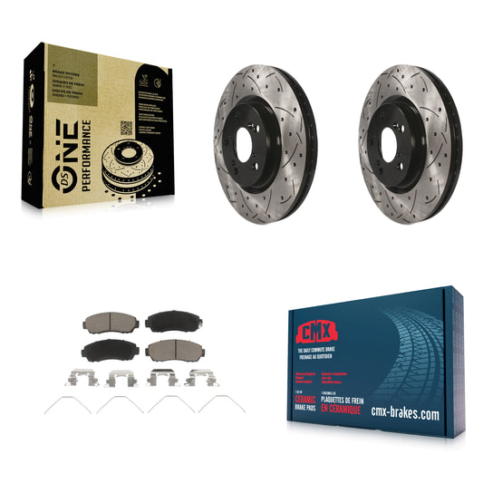 [Avant] Kit de disque (percé rainuré revêtu) et plaquette (céramique) de frein pour 2011-2014 Honda Odyssey KDC-100249