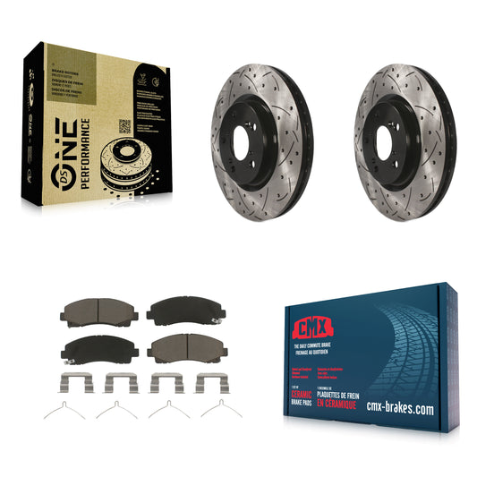 [Avant] Kit de disque (percé rainuré revêtu) et plaquette (céramique) de frein pour 2009-2014 Acura TL KDC-100250