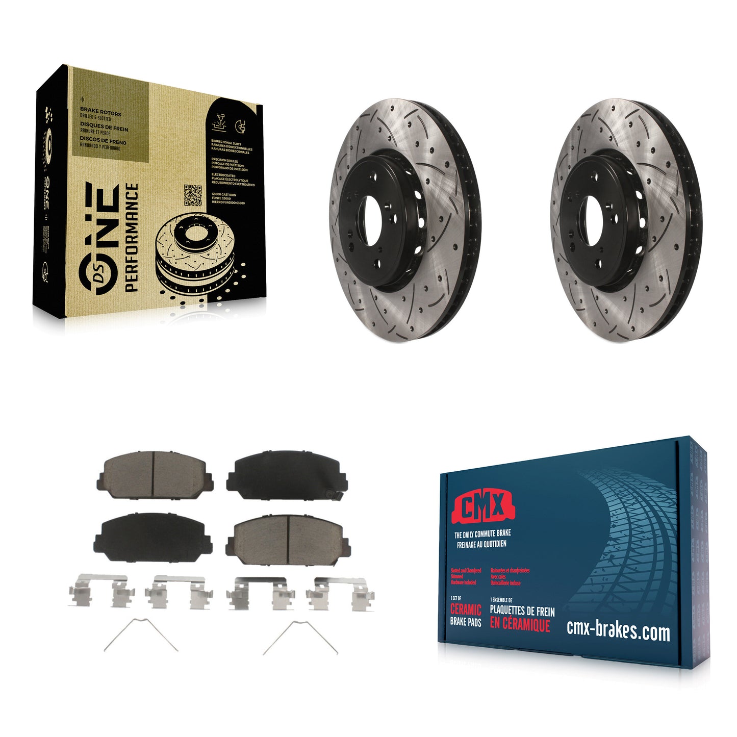 [Avant] Kit de disque (percé rainuré revêtu) et plaquette (céramique) de frein pour Acura RDX ILX KDC-100251