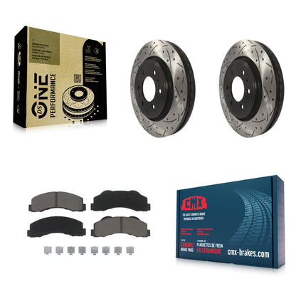 [Avant] Kit de disque (percé rainuré revêtu) et plaquette (céramique) de frein pour Ford F-150 Expedition Lincoln Navigator KDC-100252