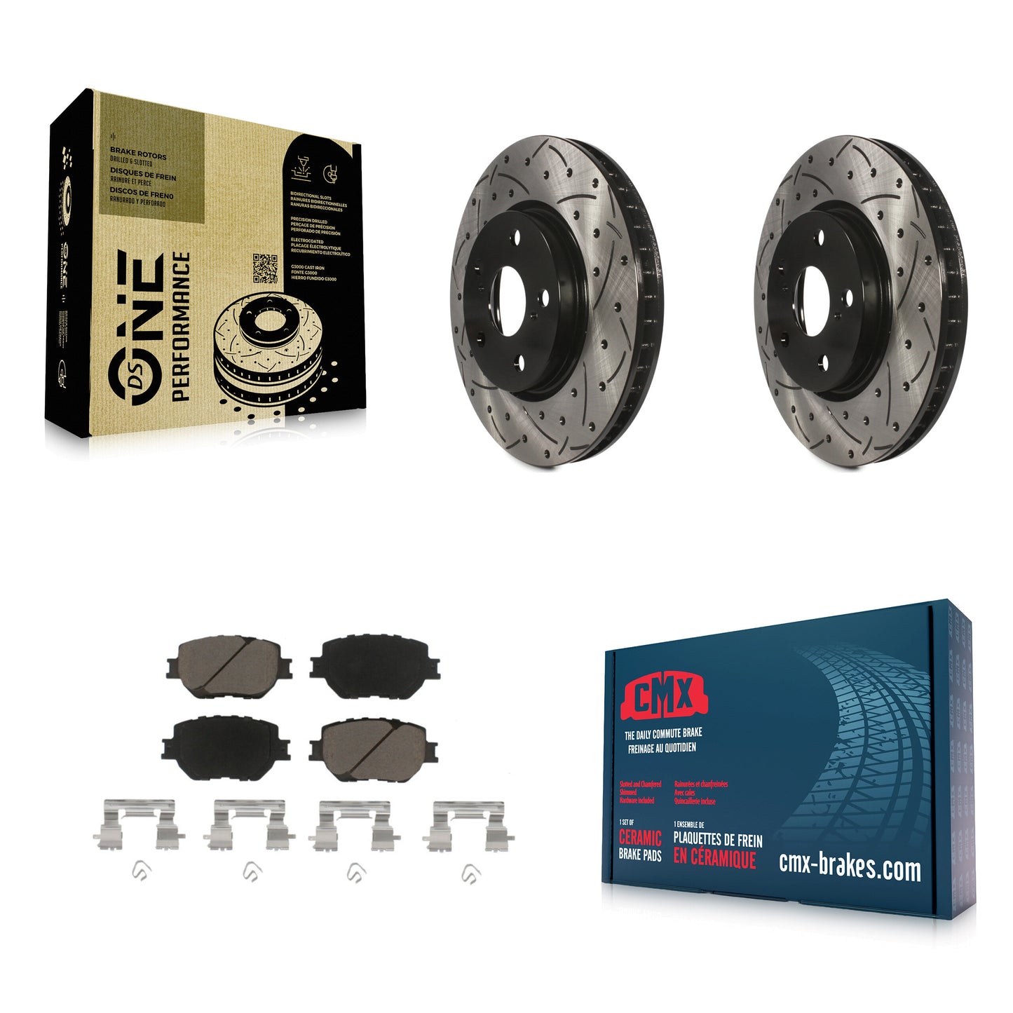 [Avant] Kit de disque (percé rainuré revêtu) et plaquette (céramique) de frein pour Lexus IS250 KDC-100255