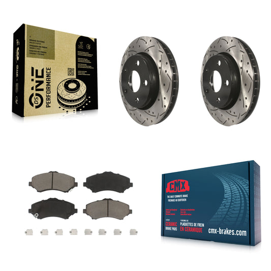 [Avant] Kit de disque (percé rainuré revêtu) et plaquette (céramique) de frein pour Jeep Wrangler JK KDC-100256