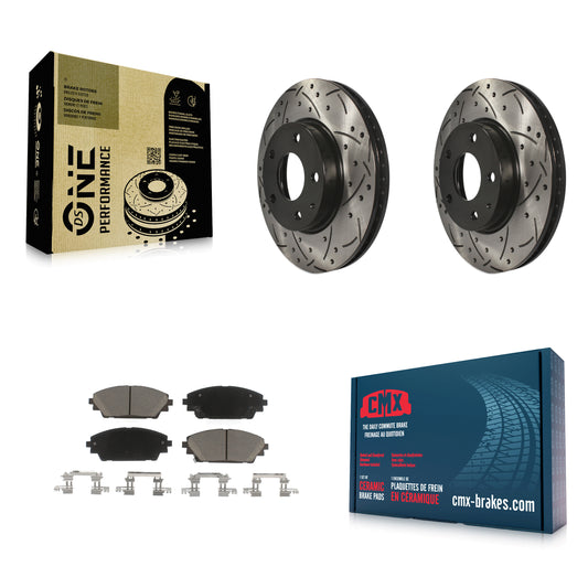 [Avant] Kit de disque (percé rainuré revêtu) et plaquette (céramique) de frein pour 2016-2021 Mazda CX-3 FWD KDC-100260