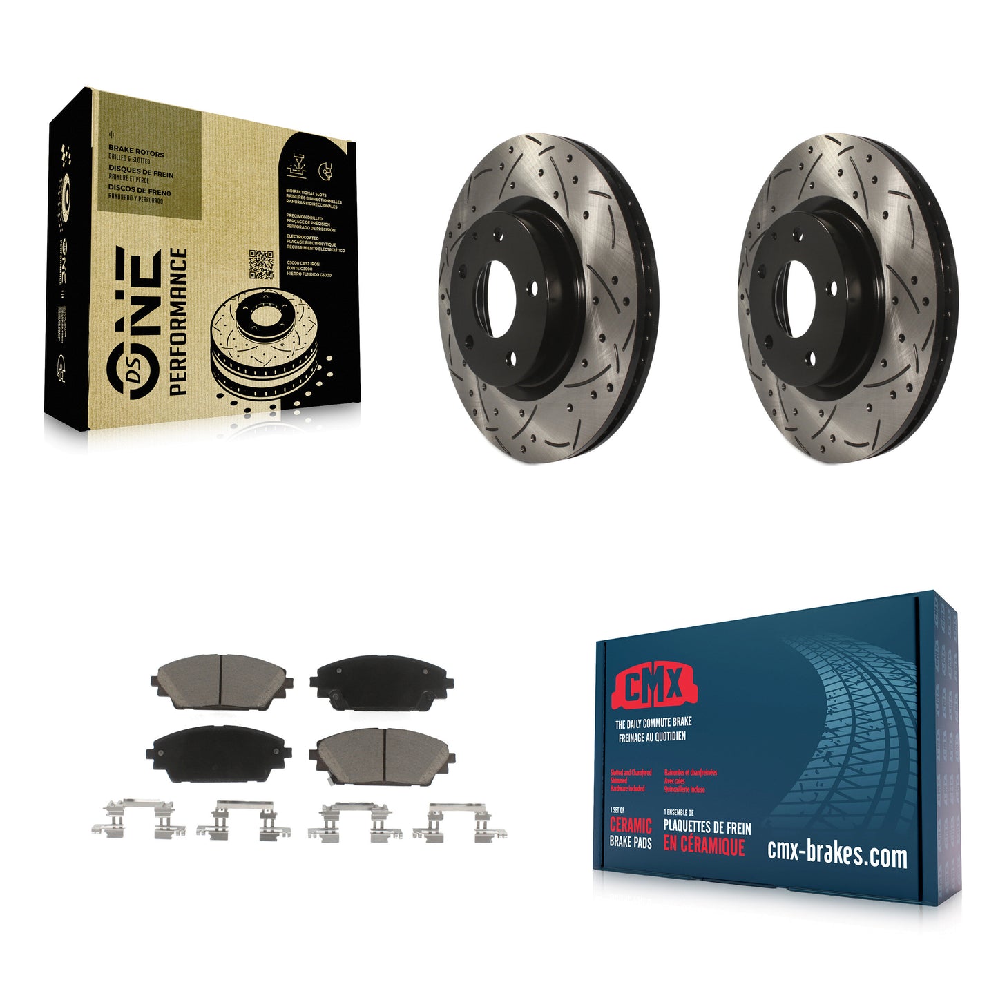 [Avant] Kit de disque (percé rainuré revêtu) et plaquette (céramique) de frein pour Mazda 3 CX-3 Sport KDC-100261