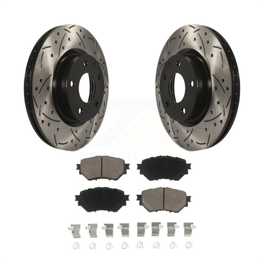 [Avant] Kit de disque (percé rainuré revêtu) et plaquette (céramique) de frein pour Mazda 3 Sport Vehicles Manufactured In Mexico 2.5L KDC-100263 par Transit Auto