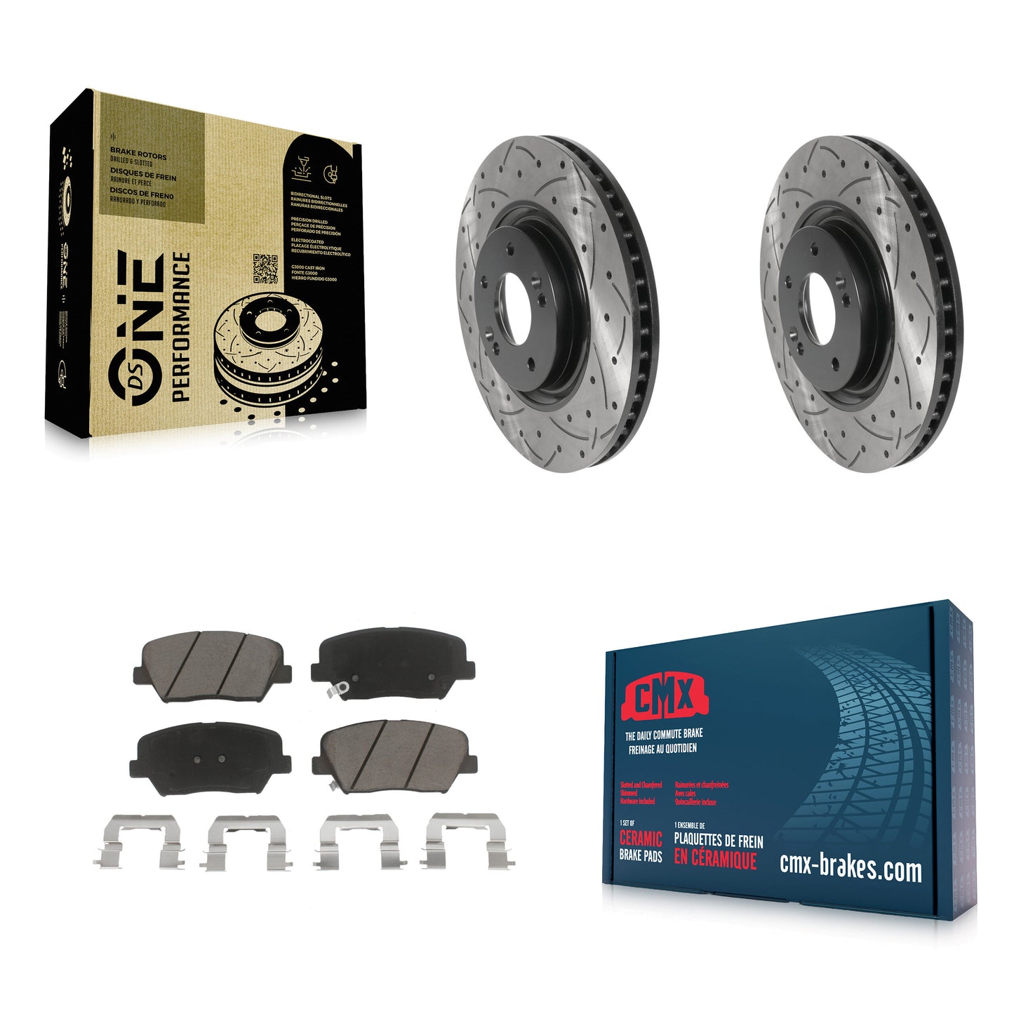 [Avant] Kit de disque (percé rainuré revêtu) et plaquette (céramique) de frein pour 2012-2017 Hyundai Azera KDC-100265