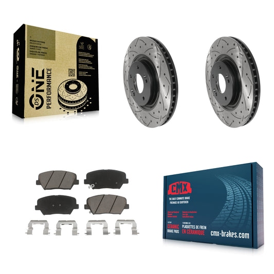 [Avant] Kit de disque (percé rainuré revêtu) et plaquette (céramique) de frein pour 2012-2017 Hyundai Azera KDC-100265
