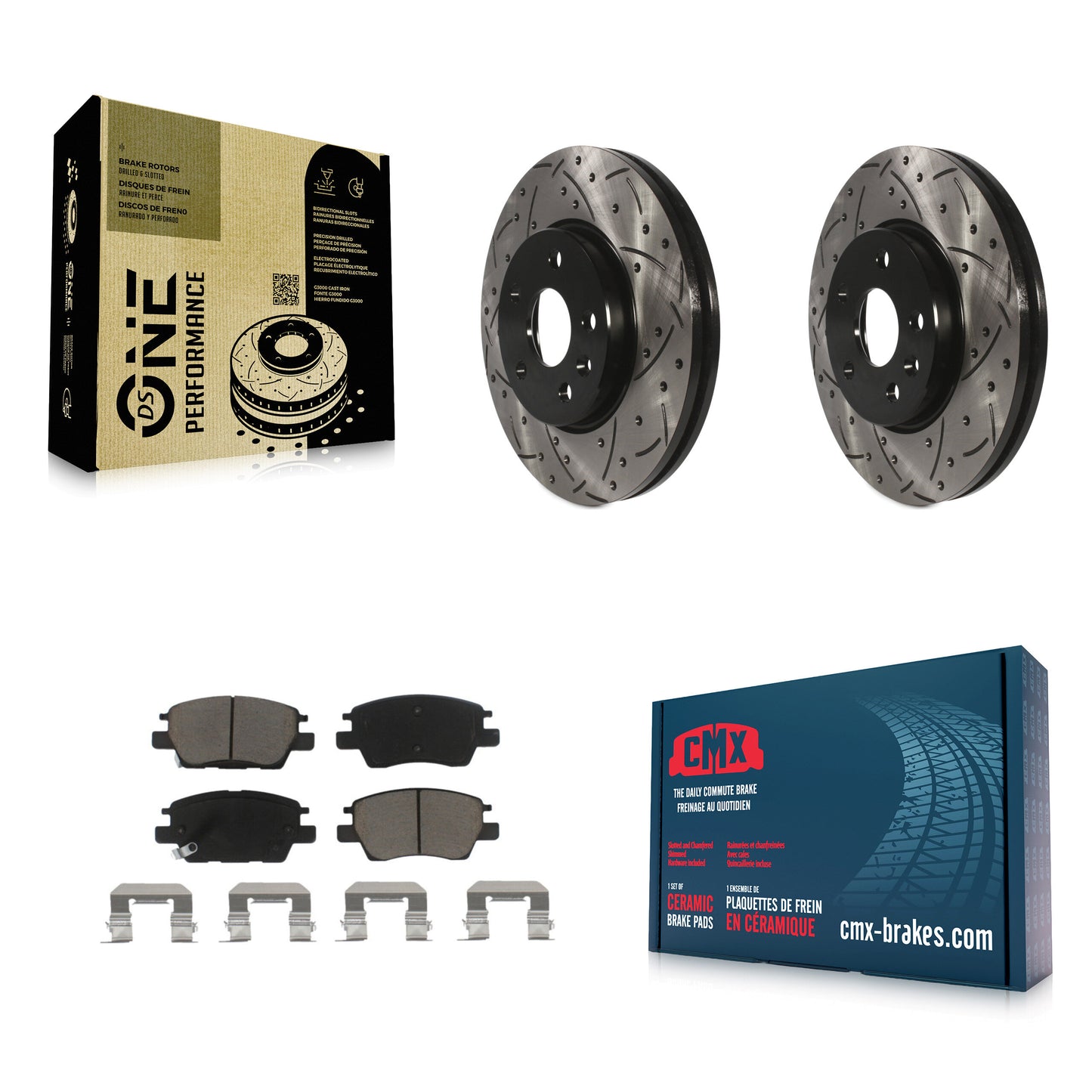 [Avant] Kit de disque (percé rainuré revêtu) et plaquette (céramique) de frein pour Chevrolet Cruze Volt Bolt EV EUV KDC-100270