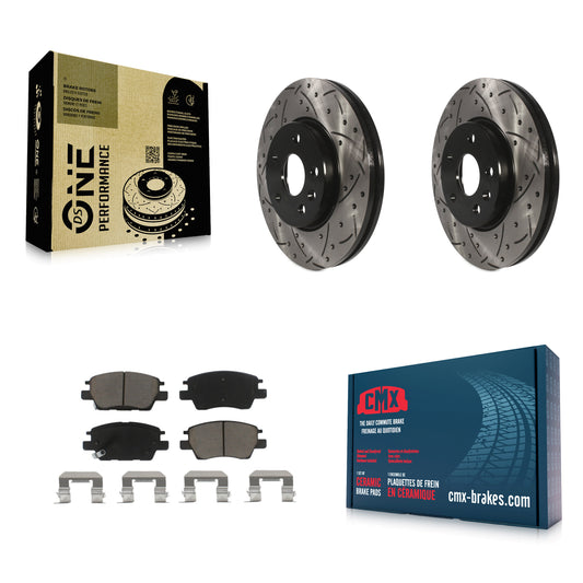 [Avant] Kit de disque (percé rainuré revêtu) et plaquette (céramique) de frein pour Chevrolet Cruze Volt Bolt EV EUV KDC-100270