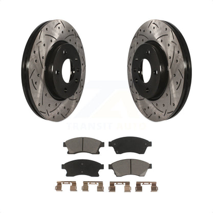 [Avant] Kit de disque (percé rainuré revêtu) et plaquette (céramique) de frein pour Chevrolet Cruze Buick Verano Volt Orlando KDC-100272 par Transit Auto