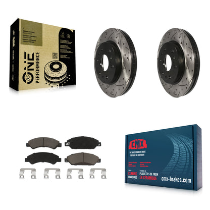 [Avant] Kit de disque (percé rainuré revêtu) et plaquette (céramique) de frein pour 2007 Chevrolet Tahoe GMC Suburban 1500 Yukon Cadillac Avalanche XL Escalade ESV EXT KDC-100277