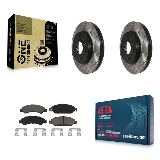 [Avant] Kit de disque (percé rainuré revêtu) et plaquette (céramique) de frein pour 2007 Chevrolet Tahoe GMC Suburban 1500 Yukon Cadillac Avalanche XL Escalade ESV EXT KDC-100277