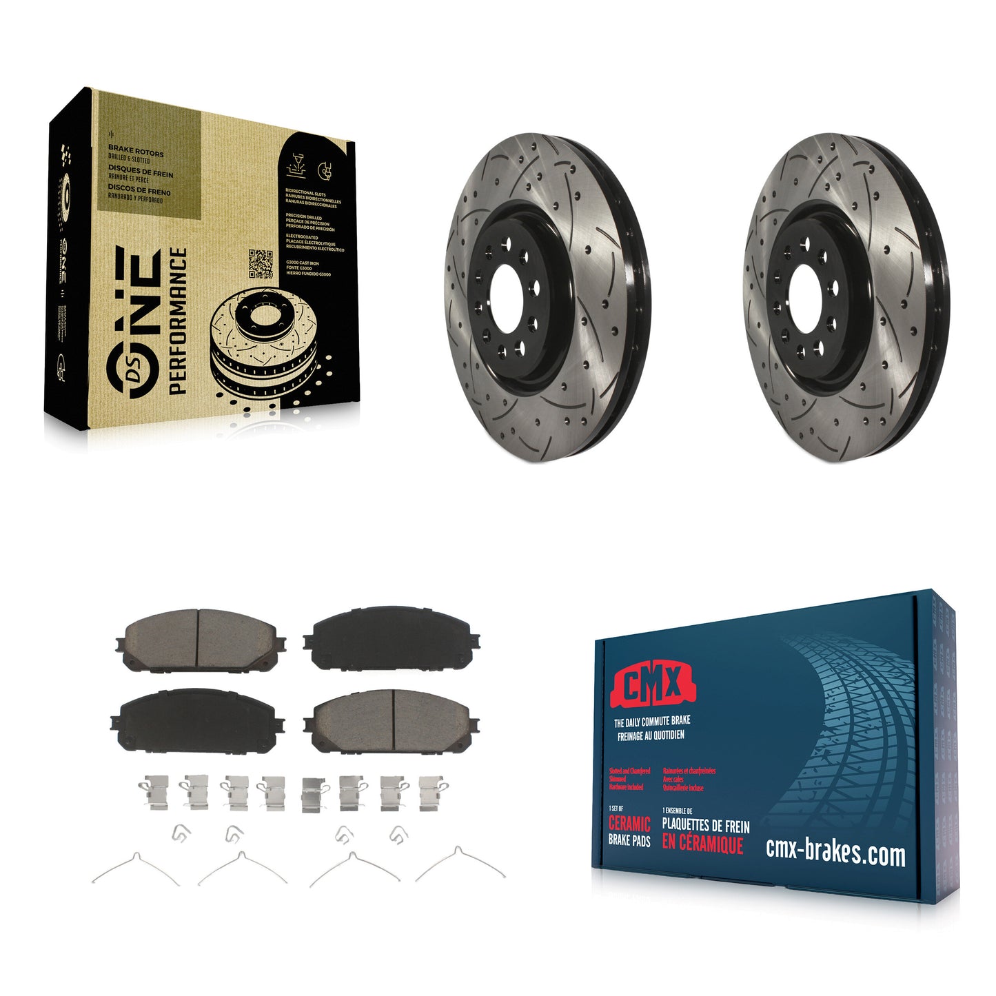 [Avant] Kit de disque (percé rainuré revêtu) et plaquette (céramique) de frein pour 2014-2021 Jeep Cherokee avec Dual Piston Caliper KDC-100283