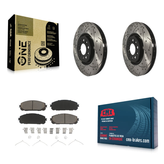 [Avant] Kit de disque (percé rainuré revêtu) et plaquette (céramique) de frein pour 2014-2021 Jeep Cherokee avec Dual Piston Caliper KDC-100283