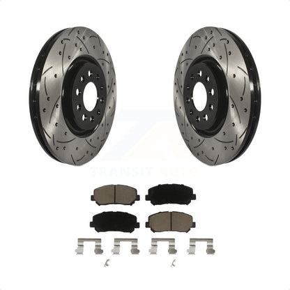 [Avant] Kit de disque (percé rainuré revêtu) et plaquette (céramique) de frein pour 2014-2017 Jeep Cherokee avec Single Piston Caliper KDC-100284 par Transit Auto