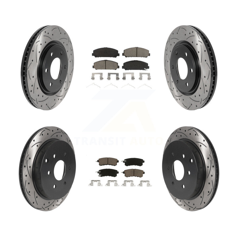 [Avant + Arrière] Kit de disque (percé rainuré revêtu) et plaquette (céramique) de frein pour INFINITI Nissan Armada QX80 QX56 KDC-100286