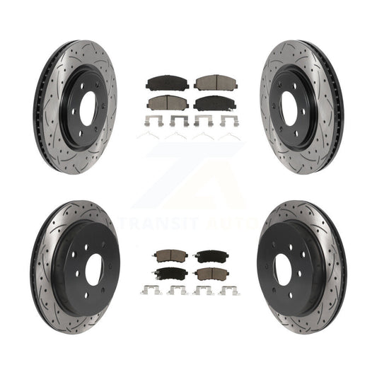 [Avant + Arrière] Kit de disque (percé rainuré revêtu) et plaquette (céramique) de frein pour INFINITI Nissan Armada QX80 QX56 KDC-100286