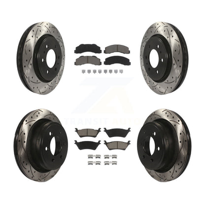 [Avant + Arrière] Kit de disque (percé rainuré revêtu) et plaquette (céramique) de frein pour Ford F-150 KDC-100288