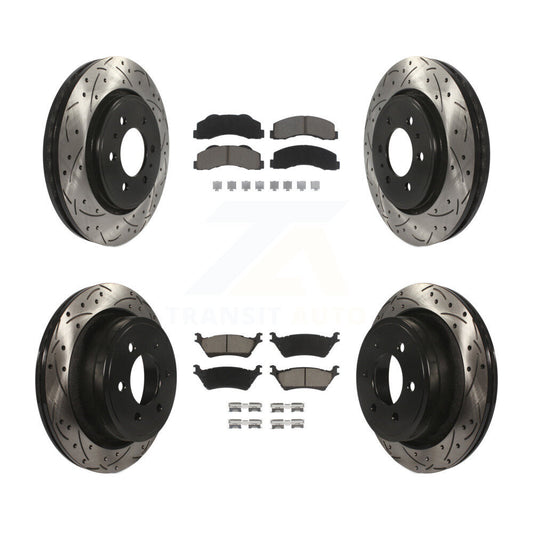 [Avant + Arrière] Kit de disque (percé rainuré revêtu) et plaquette (céramique) de frein pour Ford F-150 KDC-100288