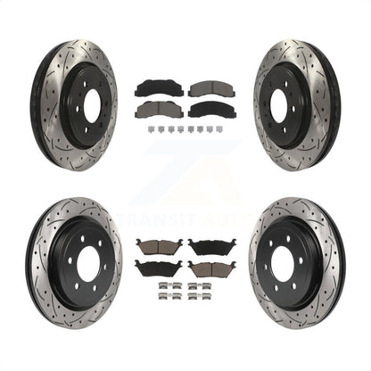 [Avant + Arrière] Kit de disque (percé rainuré revêtu) et plaquette (céramique) de frein pour Ford F-150 Expedition Lincoln Navigator KDC-100290 par Transit Auto