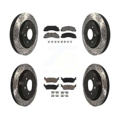 [Avant + Arrière] Kit de disque (percé rainuré revêtu) et plaquette (céramique) de frein pour 2015-2017 Ford F-150 avec Electric Parking KDC-100291