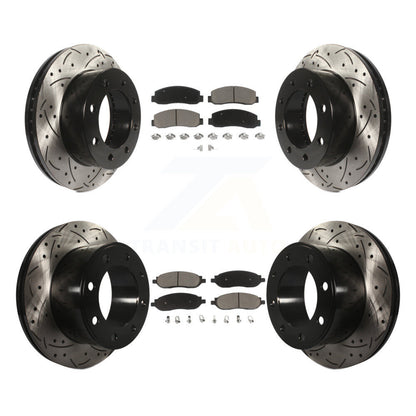[Avant + Arrière] Kit de disque (percé rainuré revêtu) et plaquette (céramique) de frein pour Ford F-250 Super Duty F-350 KDC-100294