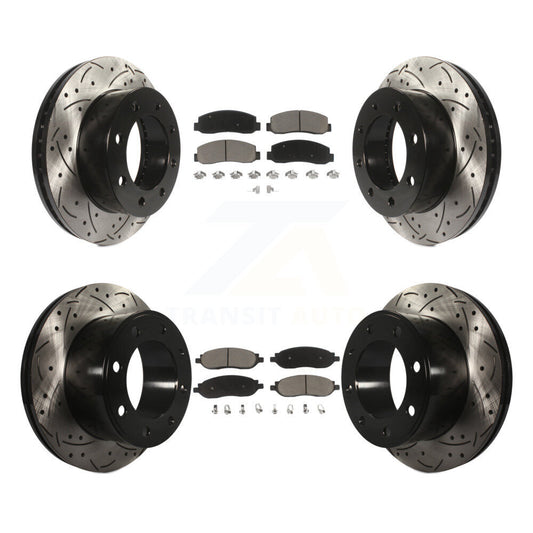 [Avant + Arrière] Kit de disque (percé rainuré revêtu) et plaquette (céramique) de frein pour Ford F-250 Super Duty F-350 KDC-100294