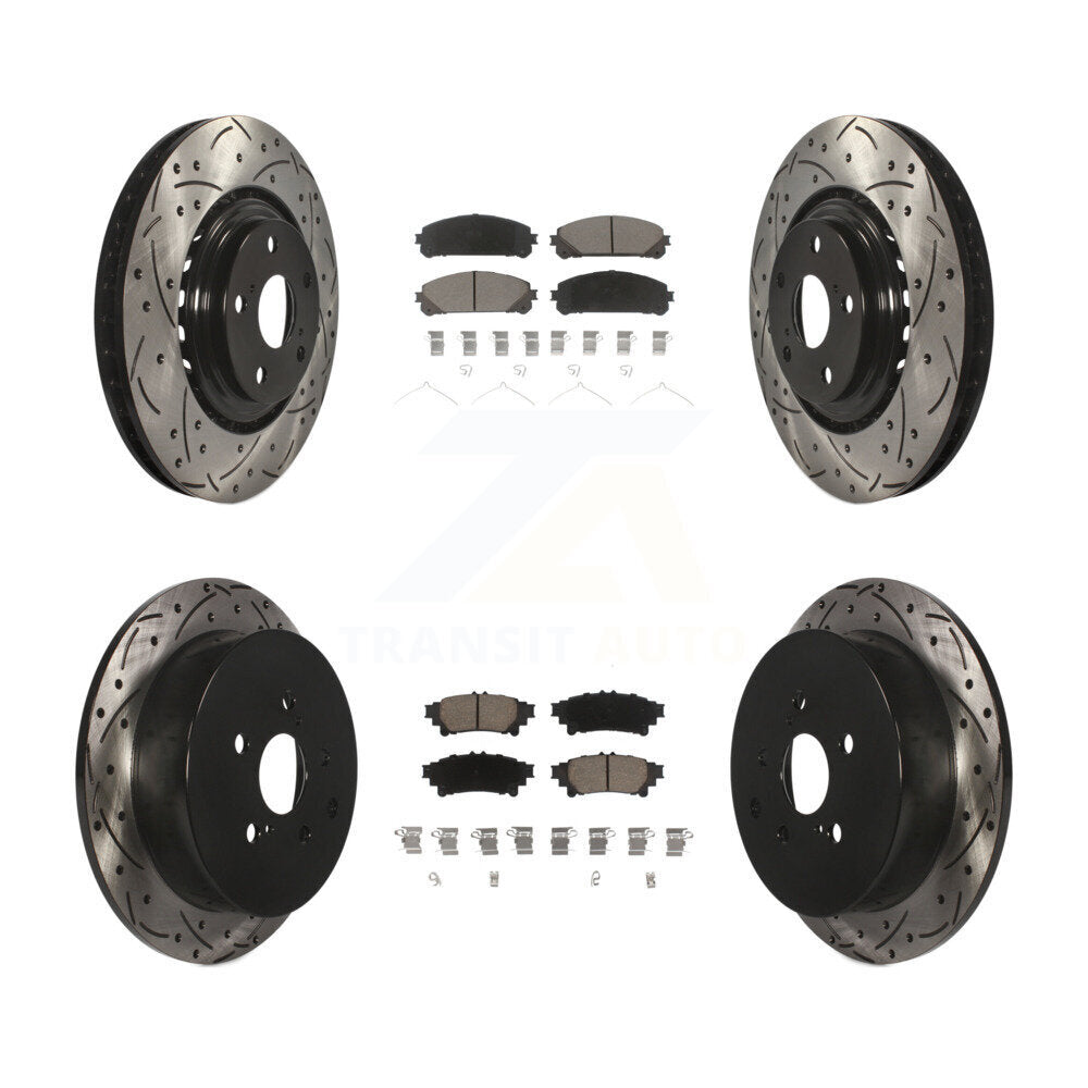 [Avant + Arrière] Kit de disque (percé rainuré revêtu) et plaquette (céramique) de frein pour Toyota Highlander Sienna Lexus RX350 RX450h KDC-100295