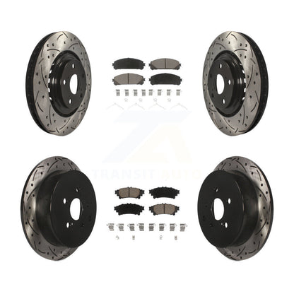 [Avant + Arrière] Kit de disque (percé rainuré revêtu) et plaquette (céramique) de frein pour Toyota Highlander Sienna Lexus RX350 RX450h KDC-100295