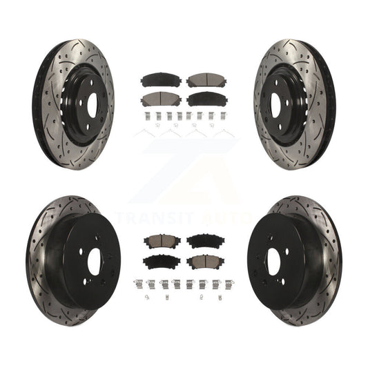 [Avant + Arrière] Kit de disque (percé rainuré revêtu) et plaquette (céramique) de frein pour Toyota Highlander Sienna Lexus RX350 RX450h KDC-100295
