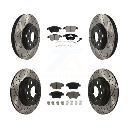 [Avant + Arrière] Kit de disque (percé rainuré revêtu) et plaquette (céramique) de frein pour Volkswagen Passat KDC-100296