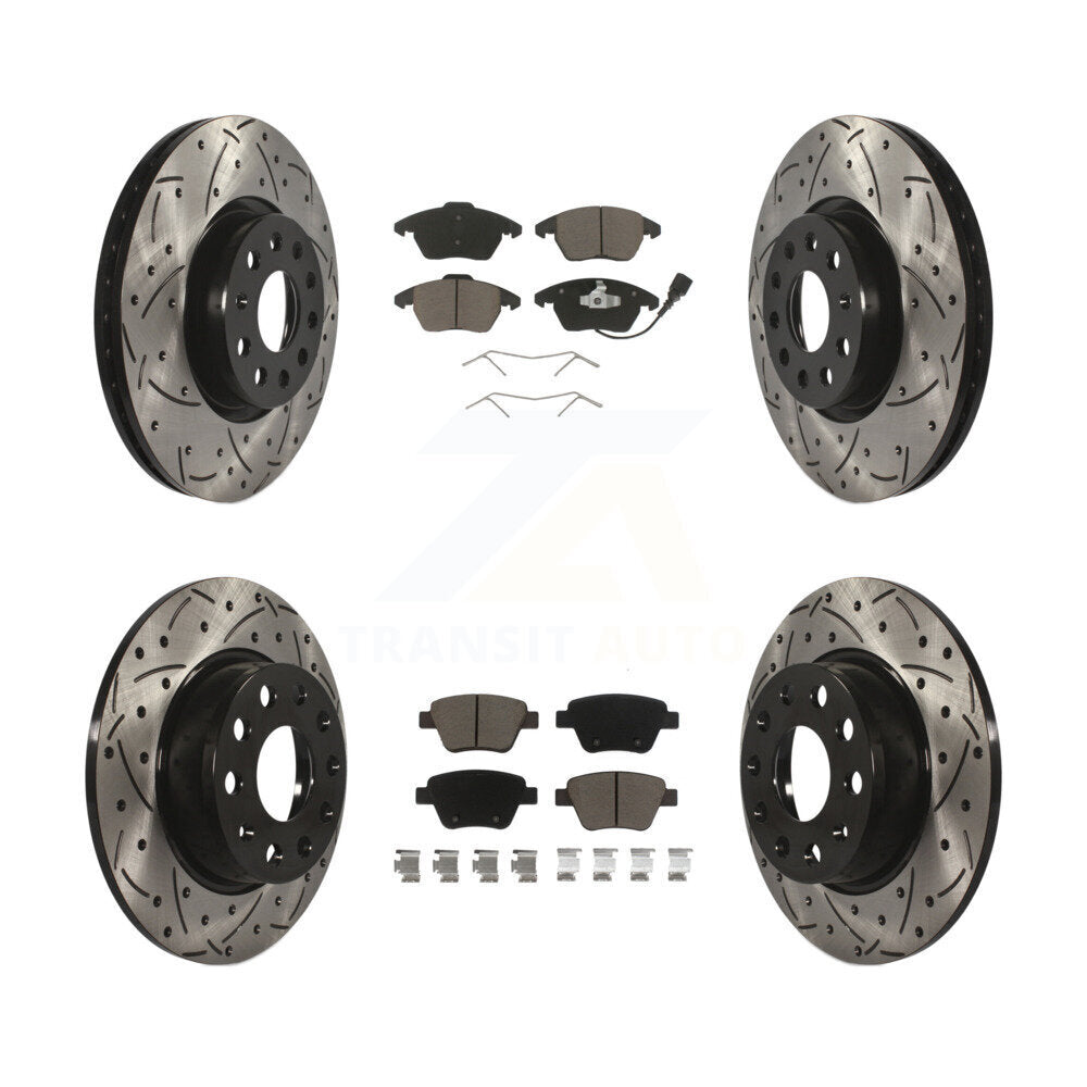 [Avant + Arrière] Kit de disque (percé rainuré revêtu) et plaquette (céramique) de frein pour Volkswagen Beetle GTI KDC-100297