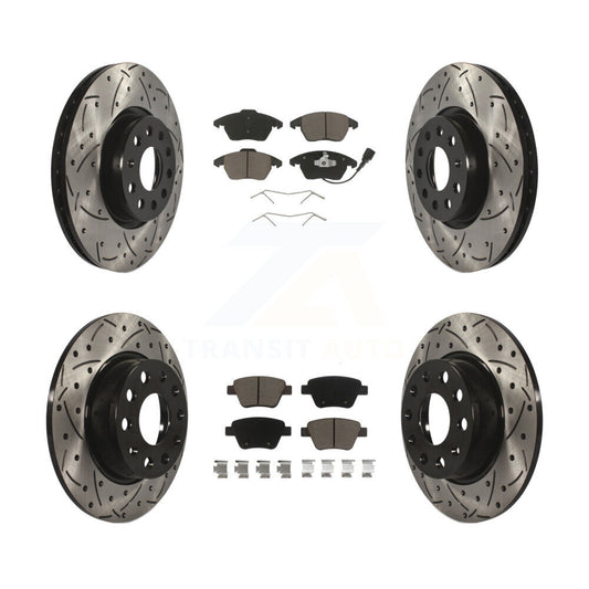 [Avant + Arrière] Kit de disque (percé rainuré revêtu) et plaquette (céramique) de frein pour Volkswagen Beetle GTI KDC-100297