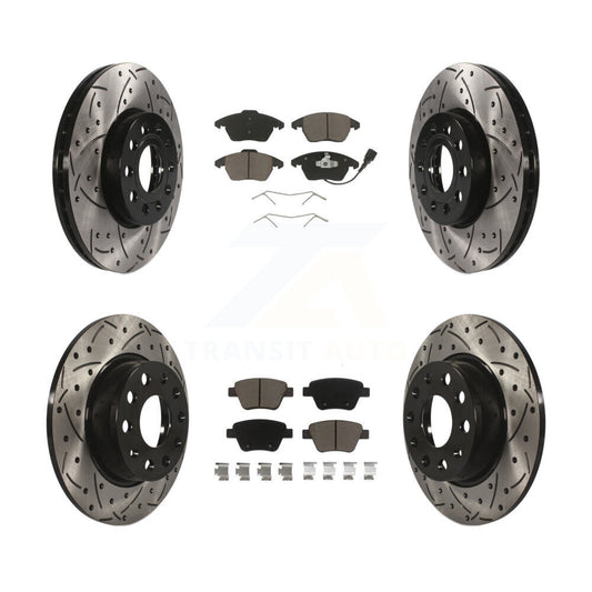[Avant + Arrière] Kit de disque (percé rainuré revêtu) et plaquette (céramique) de frein pour Volkswagen Beetle KDC-100298